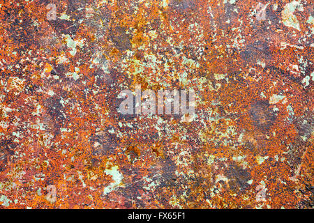 Rusted multicolored metal plate background Stock Photo