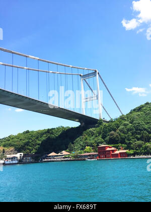 Bottom view of Bosphorus bridge in Istanbul Stock Photo