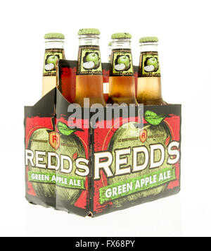 Winneconne, WI - 15 March 2016:  A six pack of Redd's green apple ale Stock Photo