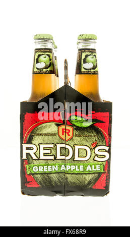 Winneconne, WI - 15 March 2016:  A six pack of Redd's green apple ale Stock Photo