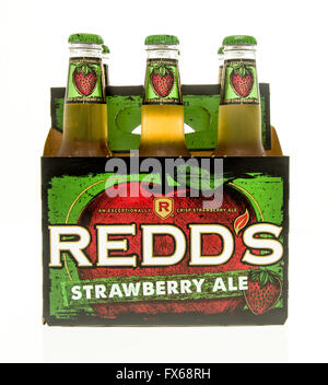 Winneconne, WI - 15 March 2016:  A six pack of Redd's strawberry ale Stock Photo