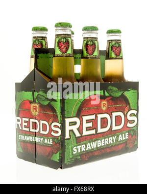 Winneconne, WI - 15 March 2016:  A six pack of Redd's strawberry ale Stock Photo