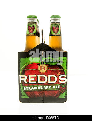 Winneconne, WI - 15 March 2016:  A six pack of Redd's strawberry ale Stock Photo