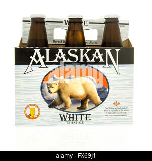Winneconne, WI - 15 March 2016:  A six pack of  Alaskan white beer Stock Photo