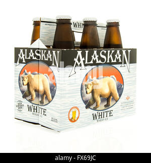 Winneconne, WI - 15 March 2016:  A six pack of  Alaskan white beer Stock Photo