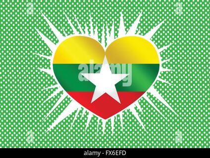 Union of Myanmar flag or Burma flag themes idea design Stock Vector