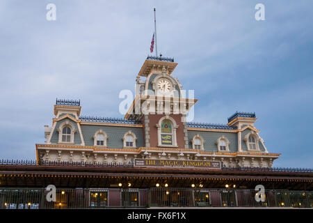 Main Street Station at the entrance to Magic Kingdom in Walt DIsney World, Orlando, Florida Stock Photo