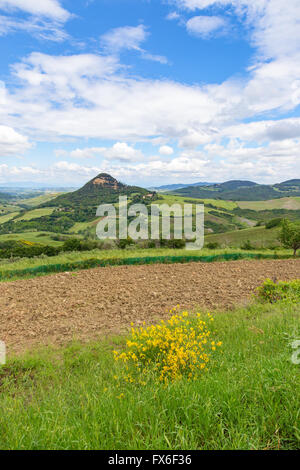 Magnificent Tuscan landscape, fields and meadows near Volterra in Italy Stock Photo