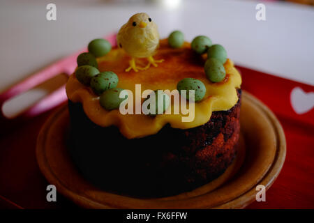 A homemade Simnal cake at Easter Stock Photo