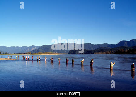 Fraser River, Fraser Valley, BC, British Columbia, Canada - Sport Fishermen fishing for Sockeye Salmon, Sports Fishing Stock Photo