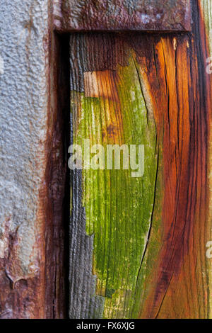 Rusty metal and weathered wood background texture Stock Photo