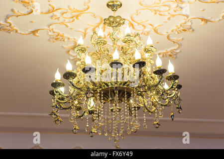 beautiful crystal chandelier in a room Stock Photo