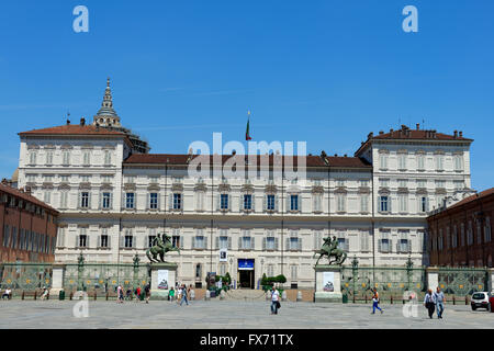 Piazza Castello with the Palazzo Reale, Turin, Piedmont, Italy Stock Photo
