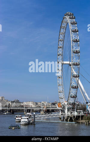 View of the River Thames and the London Eye taken from Westminster Bridge, London, UK Stock Photo