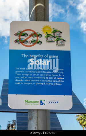 A Sign At Tampa Electric Big Bend Power Station At The Electric Vehicle Charging Station Stock Photo