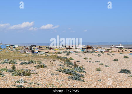 Beach Scene at Dungeness, UK. Britain's only desert. Stock Photo