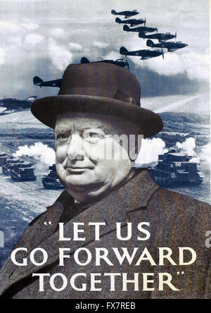 Churchill - World War II - british propaganda Poster Stock Photo