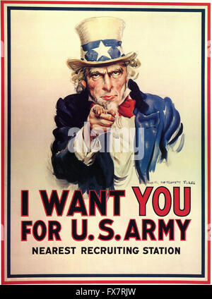 Uncle Sam - I Want You For U.S. Army - World War II - U.S propaganda Poster Stock Photo