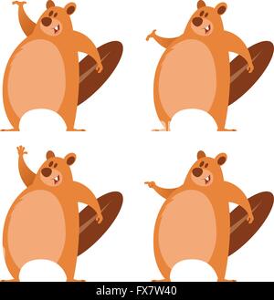 Set of beavers Stock Vector