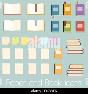 Set of flat book icons Stock Vector