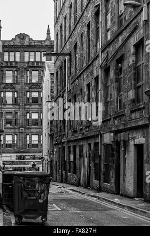 A typical backstreet alleyway in the Scottish city of Glasgow on 2nd April 2016. Stock Photo