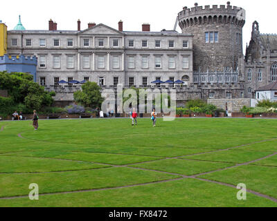 Dublin Castle Gardens and tower Garda Museum and Archives, Dublin city, Ireland Stock Photo