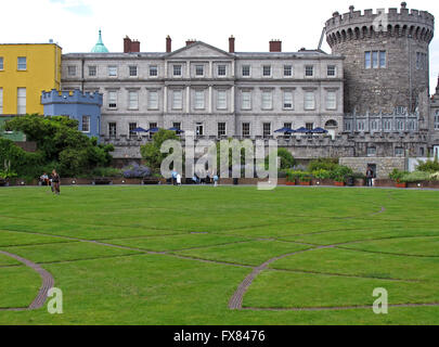 Dublin Castle Gardens and tower Garda Museum and Archives,Dublin city,Ireland Stock Photo