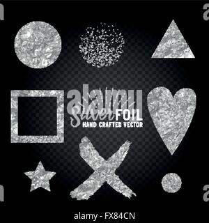 Vector Silver Foil Collection. A set of vector silver foil elements for backgrounds. Vector illustration. Stock Vector