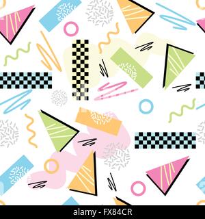 Eighties Seamless Pattern Vector. Classic light pastel 1980s seamless grid pattern. Vector illustration. Stock Vector