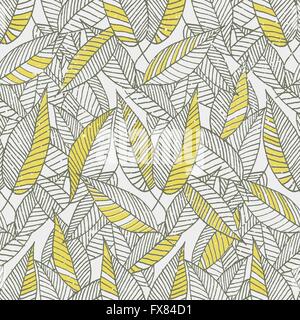 Seamless Floral Leaf Pattern. Repeating leaves pattern. Hand made Vector illustration Stock Vector