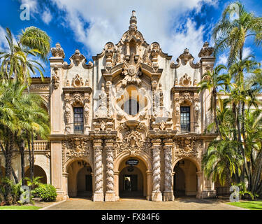 Spanish architecture:  Casa del Prado in Balboa Park, San Diego CA.  This significant horticultural and cultural resource has mo Stock Photo