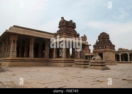 A general view of the Krishna Temple complex, Hampi, Karnataka, India. Sacred Center. View from the south east. Stock Photo