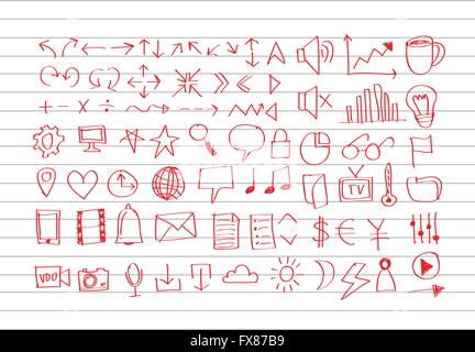 Simple line icons Thin web Icons Stock Vector