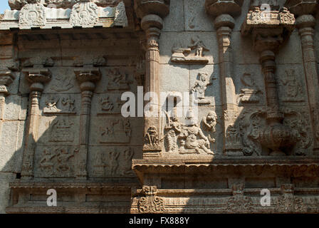 Carvings on the walls, Virupaksha Temple, Hampi, karnataka, India. Sacred Center. Stock Photo
