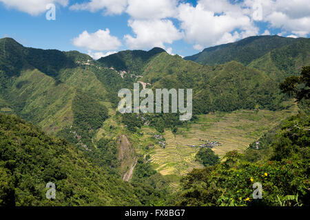 Batad rice terraces  in Banaue, Ifuego , Philippines.  Batad is situated among the Ifugao rice terraces. It is perhaps the best Stock Photo