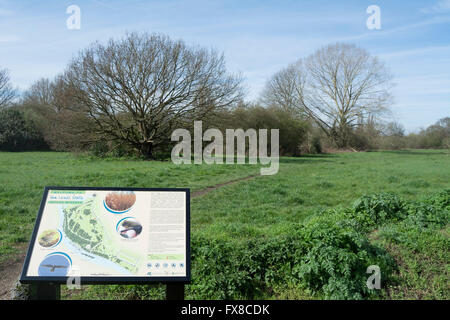 information board at ham lands south, a nature reserve close to the river thames in ham, surrey, england Stock Photo