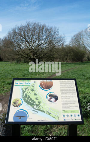 information board at ham lands south, a nature reserve close to the river thames in ham, surrey, england Stock Photo