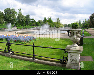 The Italian Garden fountains in Kensington Gardens. Stock Photo