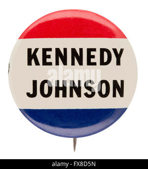 1960 Presidential Campaign Button for Democrats John F. Kennedy and Lyndon B. Johnson Stock Photo