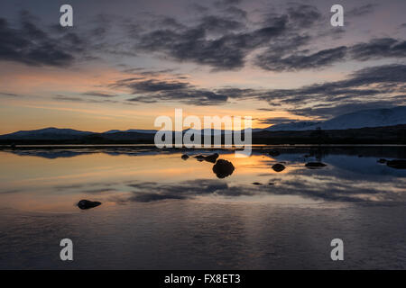Loch Ba, Rannoch Moor at sunrise on a winters day Stock Photo