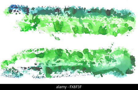 Texture watercolor smear in green tones isolated on white background Stock Photo