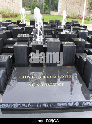 Memorial fountain Perraudiere Park Saint Cyr sur Loire France April ...