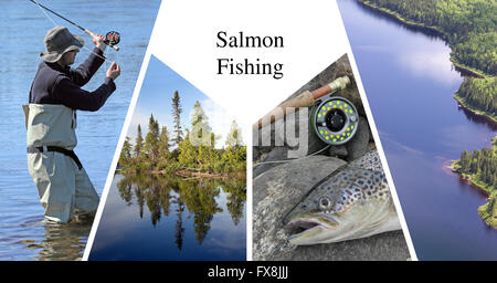 Salmon fishing card Stock Photo