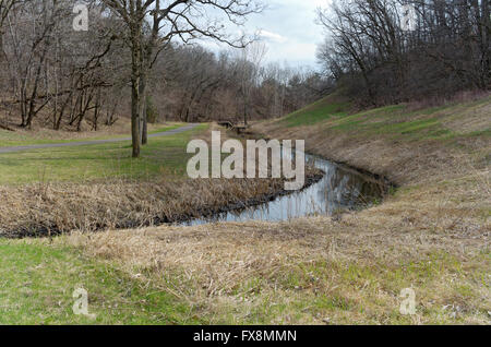 battle creek regional park scenic along trail and meandering stream flowing through forest Stock Photo