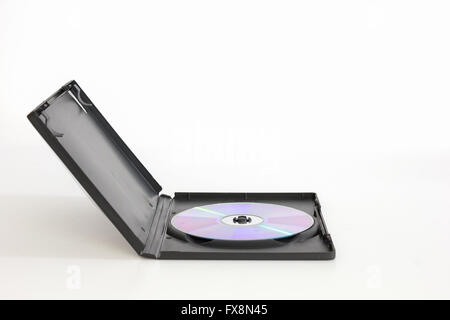 disk in DVD box isolated on white background Stock Photo