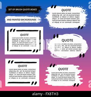 Vector Quote Boxes and Brush Strokes Set Stock Vector