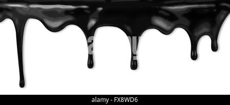 oil or black paint dripping Stock Photo