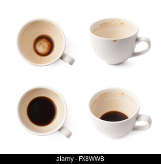Used empty cup of coffee isolated Stock Photo