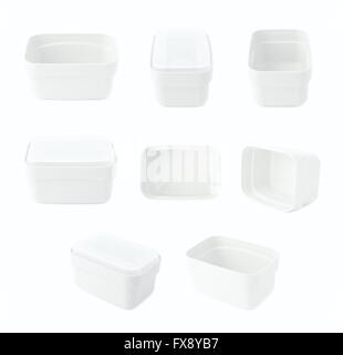 Plastic tableware food container isolated Stock Photo