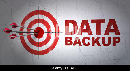 Information concept: target and Data Backup on wall background Stock Photo